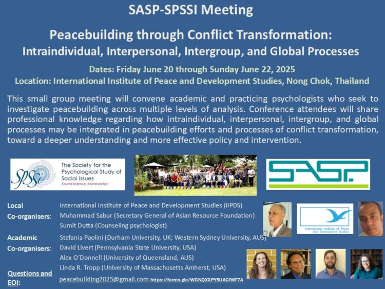 SASP-SPSSI 2025 – Peacebuilding through Conflict Transformation ...